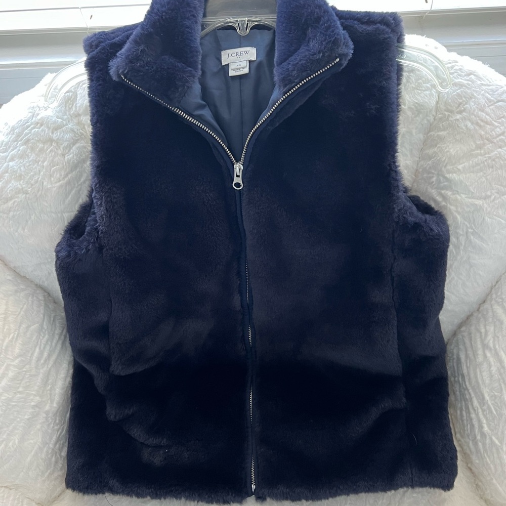 J.Crew Midnight Blue Faux Fur Vest